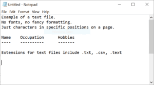example of ascii text file