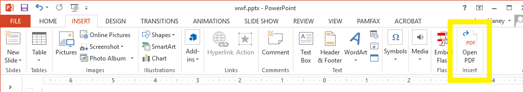 Open PDF on PowerPoint Toolbar