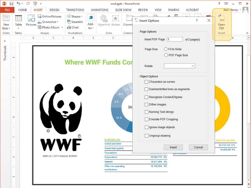 Insert PDF for PowerPoint