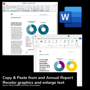 PDF2APP - copy and past graphics from a PDF report, change colors, fonts and more.